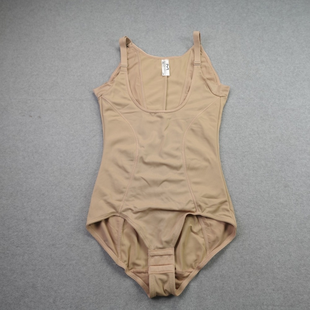 Maidenform Shapewear Womens M Beige Firm Control Bodysuit Open Bust Slim